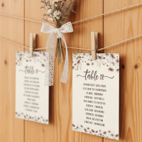 Rustic Boho Wildflowers Wedding Seating Chart Card