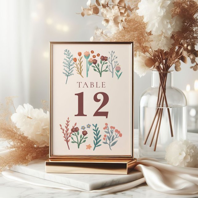 Rustic Boho Wildflowers Wedding Table Numbers (Creator Uploaded)