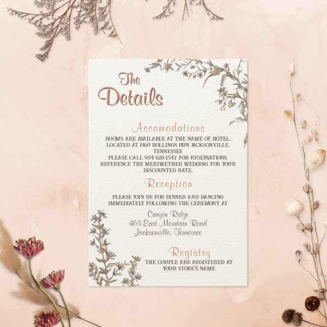 Rustic Boho Wildlfower Wedding Details Enclosure Card (Creator Uploaded)