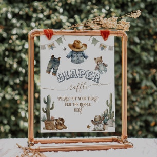 Rustic Boho WildWest Boy Baby Shower Diaper Raffle Poster