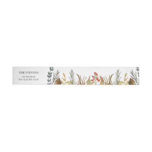 Rustic Boho Woodland Animals Watercolor Wedding Wraparound Address Label