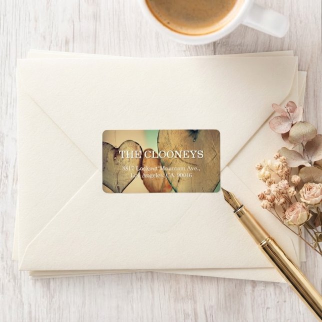 Rustic Bokeh Hearts Wedding Address Labels (Creator Uploaded)