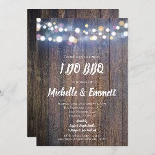 Rustic Bokeh Lights Country Wood I DO BBQ Shower Invitation
