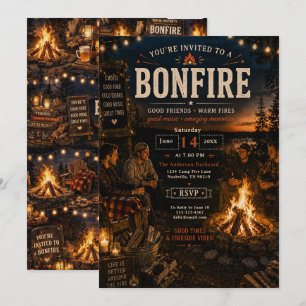 Rustic Bonfire Gathering Invitation