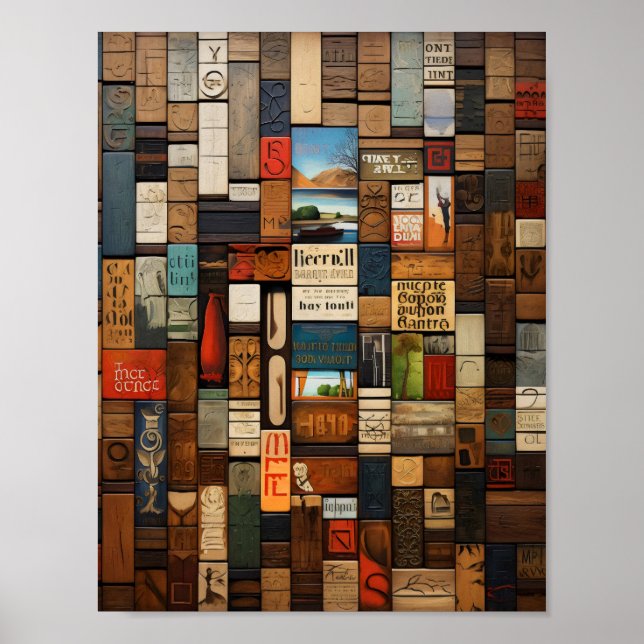 Rustic Book and Sign Typography Art Collage (Front)