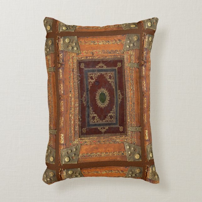 Rustic Book Cover Cushion Leather And Brass Look (Front(Vertical))