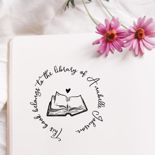 Rustic Book Custom Calligraphy From The Library Rubber Stamp