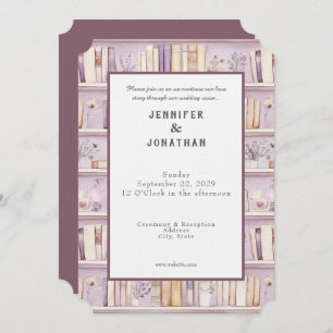 Rustic Book Lovers Print Wedding Invitation
