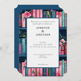 Rustic Book Lovers Print Wedding Invitation