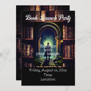 Rustic Bookshelves Background Invitation