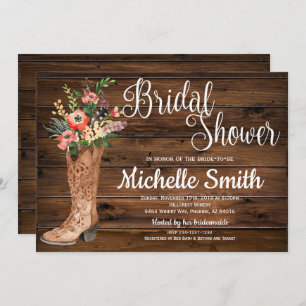 Rustic Boot Country Bridal Western Bridal Shower Invitation
