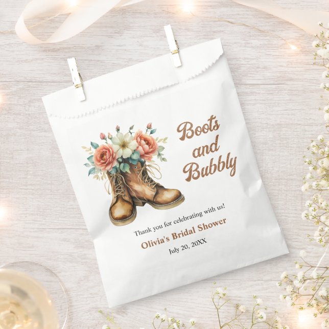 Rustic Boots and Bubbly Western Bridal Shower  Favour Bag (Clipped)