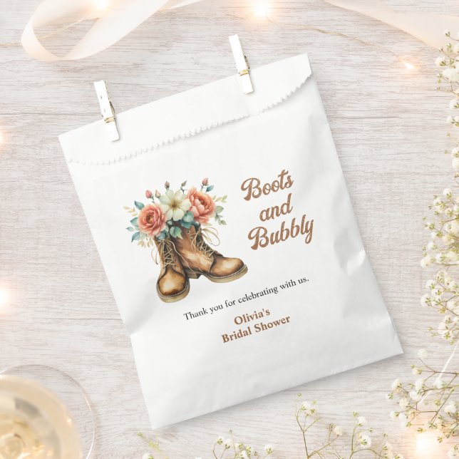 Rustic Boots and Bubbly Western Bridal Shower  Favour Bag (Clipped)