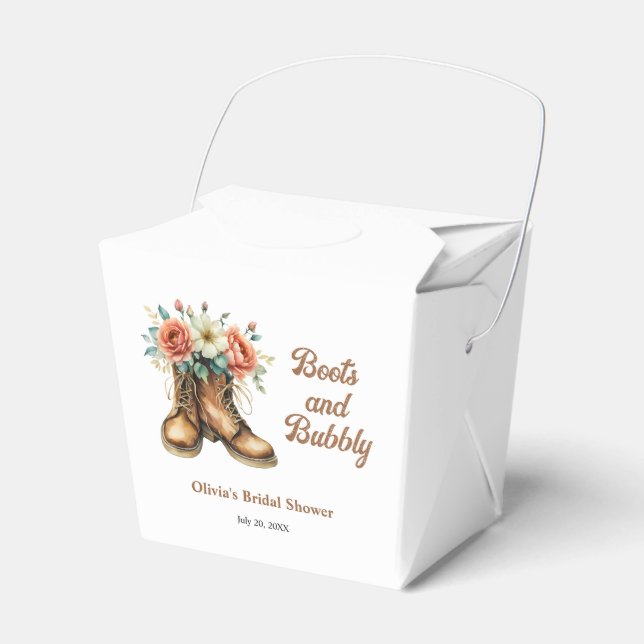 Rustic Boots and Bubbly Western Bridal Shower  Favour Box (Front Side)
