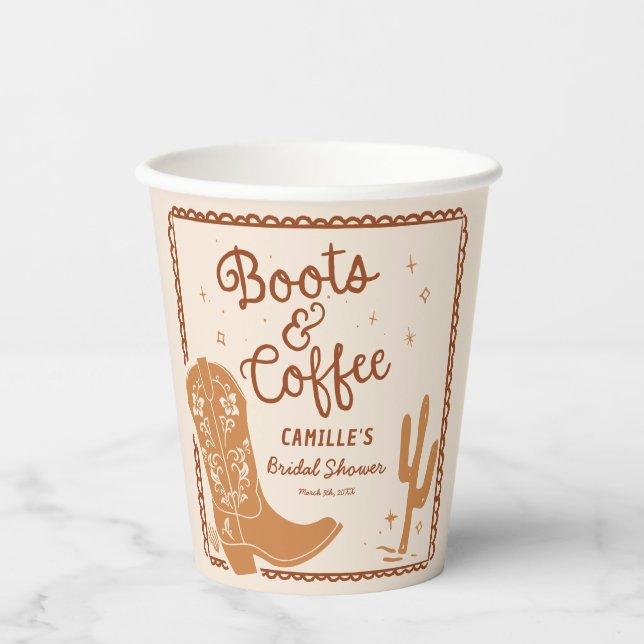 Rustic Boots and Coffee Bridal Shower Paper cup (Front)