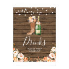 Rustic Boots & Bubbly Bridal Shower Drink Sign