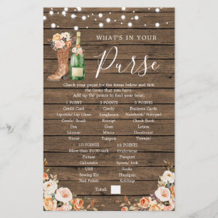 Rustic Boots & Bubbly Bridal Shower Purse Game