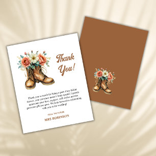 Rustic Boots & Bubbly Bridal Shower Thank You Card