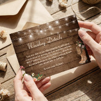 Rustic Boots Floral String Lights Wedding Details