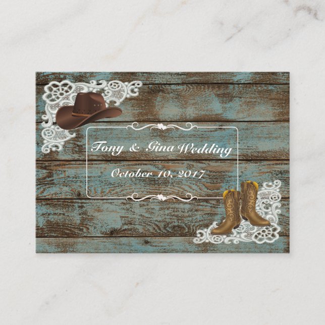 Rustic Boots & Lace Wedding RSVP Card (Front)