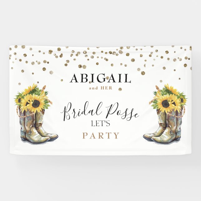Rustic Boots Sunflower Bachelorette Banner (Horizontal)