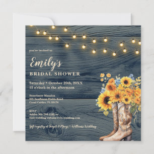 Rustic Boots Sunflower Bridal Shower Invitation