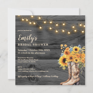 Rustic Boots Sunflower Bridal Shower Invite