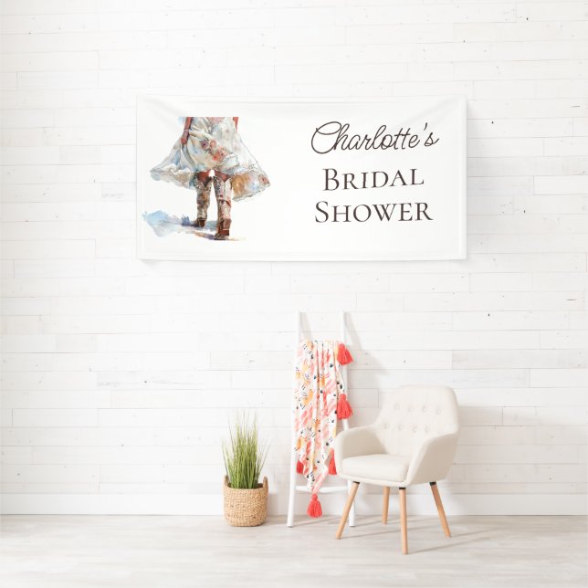 Rustic Boots Western Bridal Shower Banner  (Insitu)