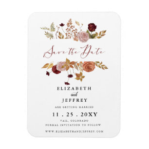 Rustic Botanical Autumn Fall Save The Date Magnet