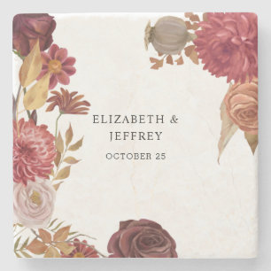 Rustic Botanical Autumn Fall Wedding   Stone Coaster