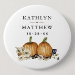 Rustic Botanical Autumn Pumpkin Fall Wedding 3 Cm Round Badge<br><div class="desc">Rustic Botanical Autumn Pumpkin Fall Wedding Button. All the texts are pre-arranged for you to personalise easily and quickly with your own details.</div>