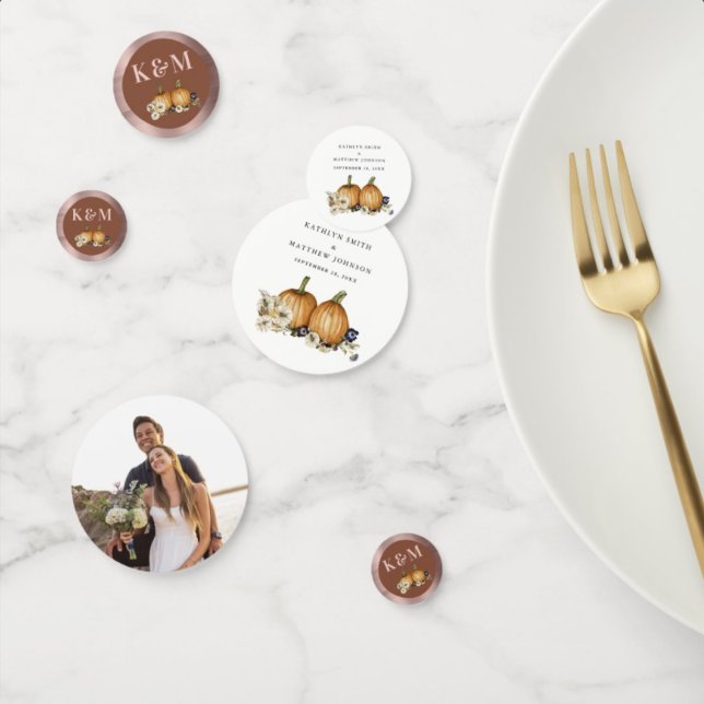 Rustic Botanical Autumn Pumpkin Fall Wedding Confetti (Creator Uploaded)