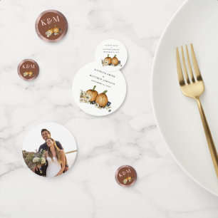 Rustic Botanical Autumn Pumpkin Fall Wedding Confetti