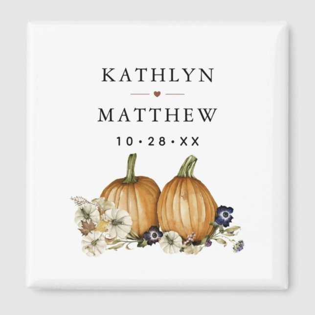 Rustic Botanical Autumn Pumpkin Fall Wedding Magnet (Creator Uploaded)