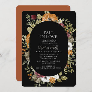 Rustic Botanical Black Terracotta Bridal Shower Invitation