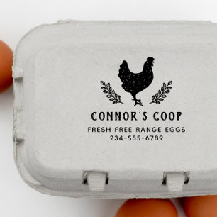 Rustic Botanical Chicken Farm Egg Rubber Stamp