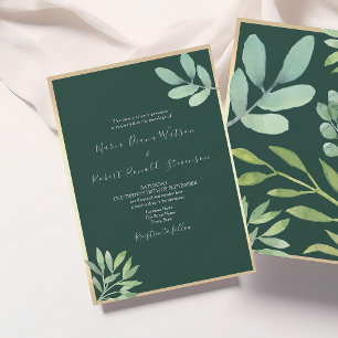 Rustic Botanical Emerald Green Wedding Invitation