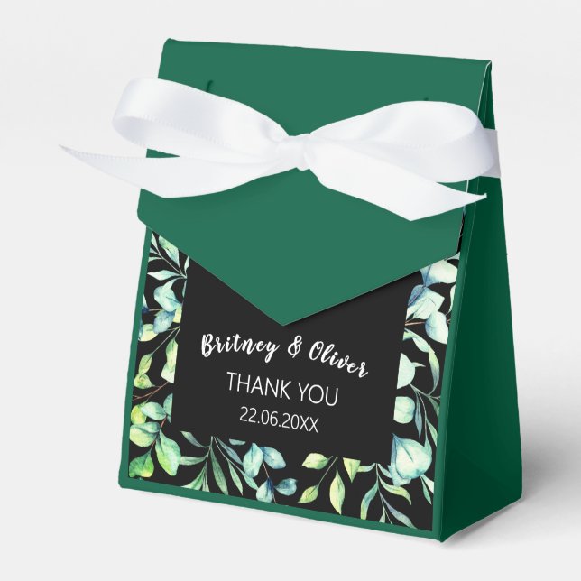Rustic Botanical Eucalyptus Greenery Wedding Favour Box (Front Side)