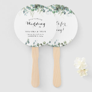 Rustic Botanical Eucalyptus Greenery Wedding Hand Fan