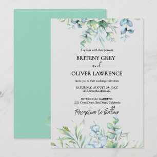Rustic Botanical Eucalyptus Greenery Wedding Invitation