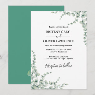 Rustic Botanical Eucalyptus Greenery Wedding Invitation
