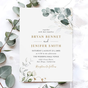 Rustic Botanical Eucalyptus Greenery Wedding Invitation