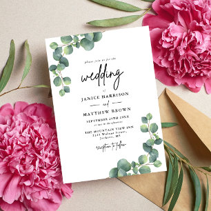 Rustic Botanical Eucalyptus Greenery Wedding Invitation