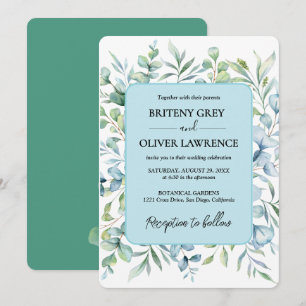 Rustic Botanical Eucalyptus Greenery Wedding Invitation