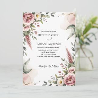Rustic Botanical Eucalyptus Greenery Wedding  Invitation