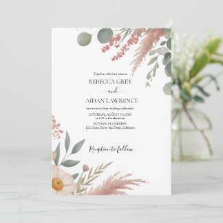 Rustic Botanical Eucalyptus Greenery Wedding  Invitation