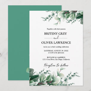 Rustic Botanical Eucalyptus Greenery Wedding Invitation