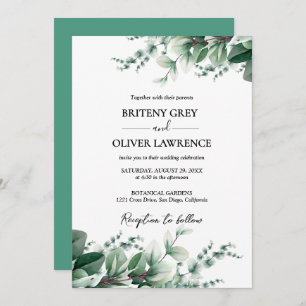 Rustic Botanical Eucalyptus Greenery Wedding Invitation
