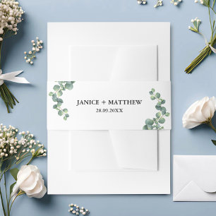 Rustic Botanical Eucalyptus Greenery Wedding Invitation Belly Band