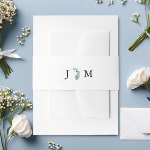 Rustic Botanical Eucalyptus Greenery Wedding Invitation Belly Band